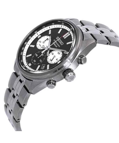 Seiko Chronograph Stainless Steel Black Dial Quartz Ssb P M Men S