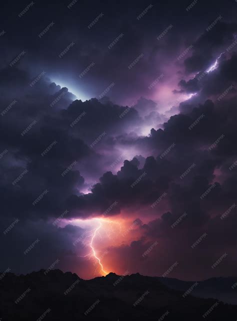 Premium AI Image | Lightning in the night sky Thunderstorm