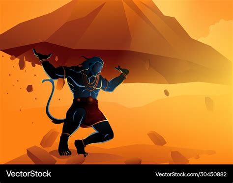 Hanuman lifting up dronagiri mountain Royalty Free Vector