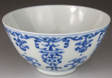 Bol Chinois En Porcelaine Bleu Et Blanc Marque Guangxu Coupe