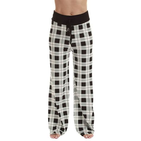 Just Love Women Buffalo Plaid Pajama Pants Sleepwear Black White Plaid