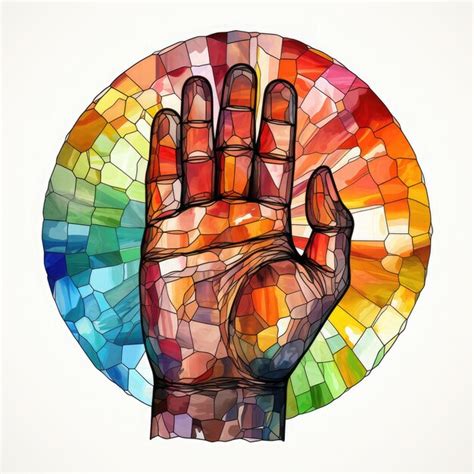 Waterco Stained Glass Rainbow Colored Hand With A Fist Raised Clipart