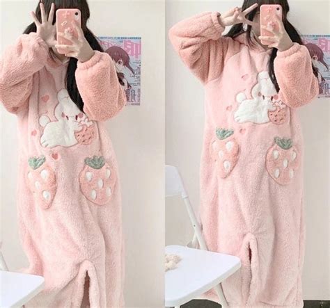 Pink Bunny Kawaii Onesie Cosy Pyjama Onesie Soft Thick One Etsy