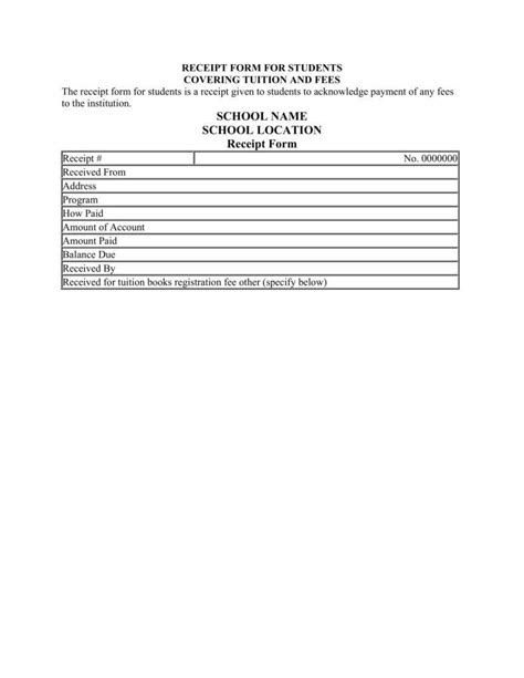 6 Tuition Receipt Templates PDF Word