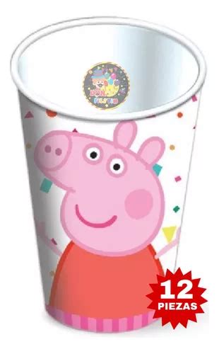 12 Vasos Peppa Pepa Pig Desechables Carton Fiesta Cumpleaños MercadoLibre