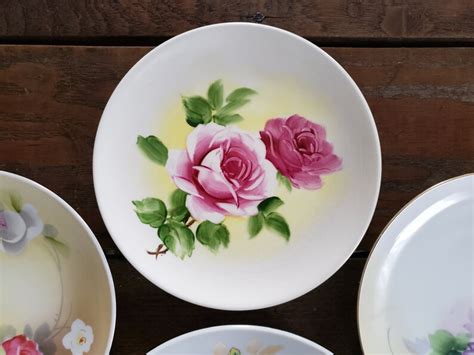 Vintage Collection Of Hand Painted Floral Plates Wall Plate Etsy