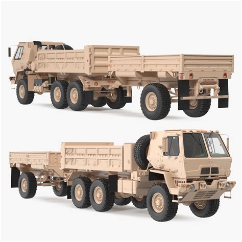 Oshkosh Fmtv Dump Truck With Cargo Trailer M1082 Sand 3d Model 179