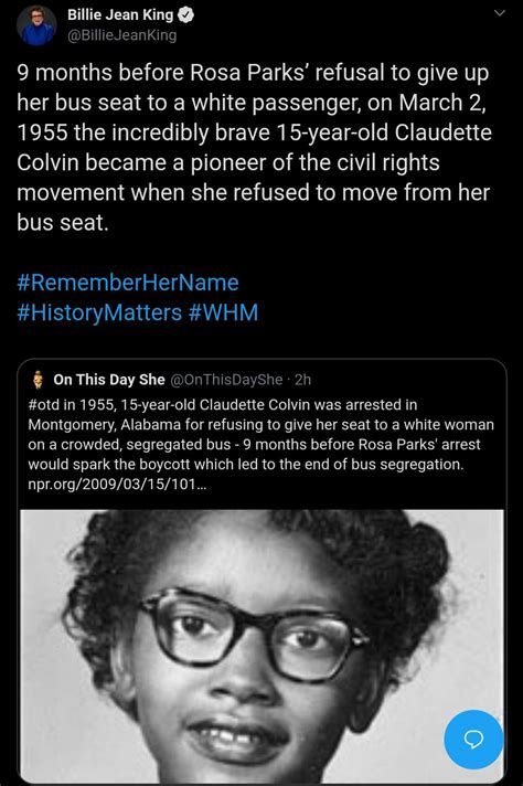 Remembering pregnant teen Claudette Colvin today, who refused to get up ...