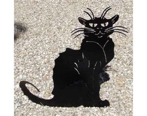 Metal Black Cat Yard Art Le Chat Noir Garden Art Halloween