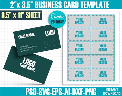 Business Card Template 3 5x2 Business Card Template Business Card Svg