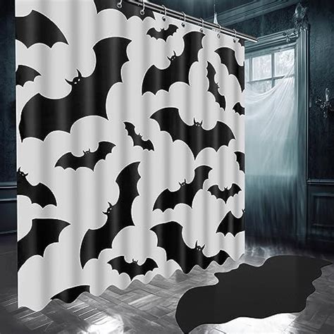 Dandat 2 Pcs Halloween Shower Curtain Set With Mat