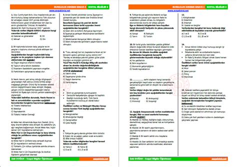 Sosyal Bilgiler 6 Bursluluk Deneme Sınavı 5 Sosyal Bilgiler