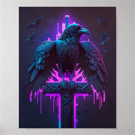 Portrait of a Creepy Raven Cyberpunk Poster | Zazzle