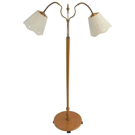 Mid Century Modern Floor Lamp With Eyelet Linen Shades For Sale At 1stdibs