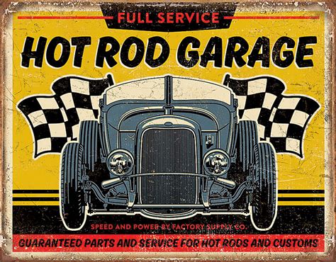 TSN2105 Tin Signs Hot Rod Garage Sign