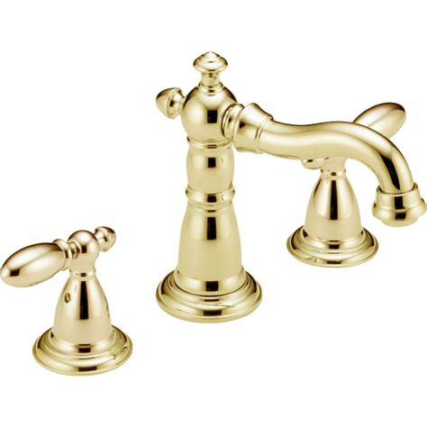 Delta Victorian 8 Inch Widespread 2 Handle High Arc Bathroom Faucet In Polished Brass Fini