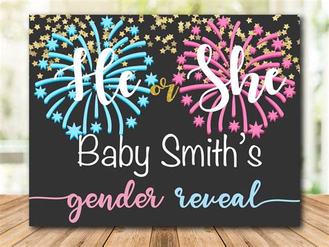 Gender Reveal Welcome Sign Firework Gender Reveal Welcome Etsy