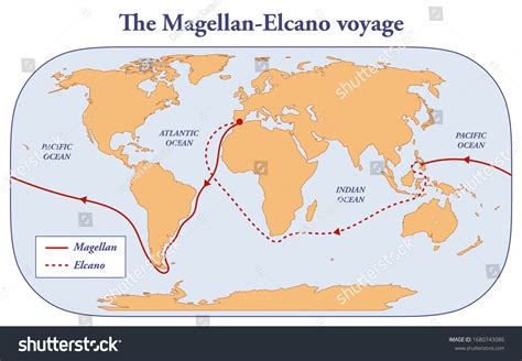 Route Magellan-elcano Expedition Stock Illustration 1680743086 | Shutterstock