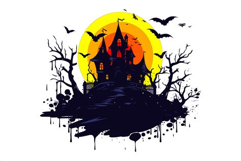 Halloween Hunted House Vector Shilhouett Graphic By Jesmindesigner