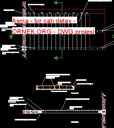 Asma bir çatı detay dwg projesi Autocad Projeler