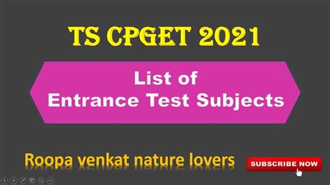 Ts Cpget Cpget List Of Entrance Subjects Pg Courses In