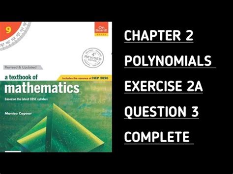 Class Maths Ratna Sagar Ex A Que Complete Ch Polynomials