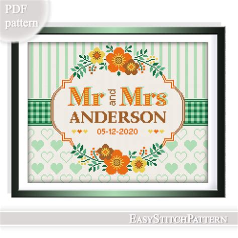 Floral Frame Cross Stitch Pattern Wedding Cross Stitch Inspire Uplift