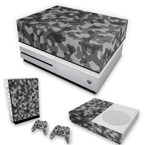 Capa Anti Poeira E Skin Xbox One S Slim Camuflagem Cinza Submarino