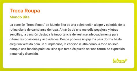 Significado de la canción TROCA ROUPA (Mundo Bita) - LETRAS.COM