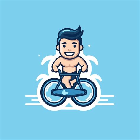 Premium Vector Cute Cartoon Boy Riding A Bike Vector Illustration In