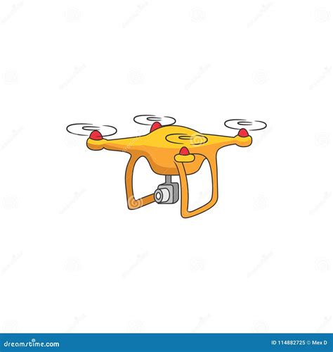 Drone Cartoon with a Small Camera Stock Vector - Illustration of rotor, propeller: 114882725