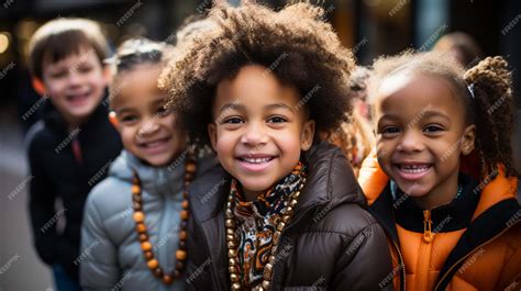 Premium Photo A Group Of African Children Laughing Jumping And Waving