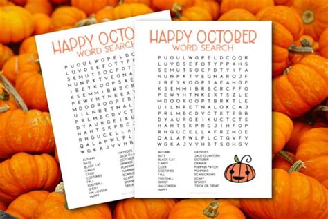 October Word Search Made With HAPPY