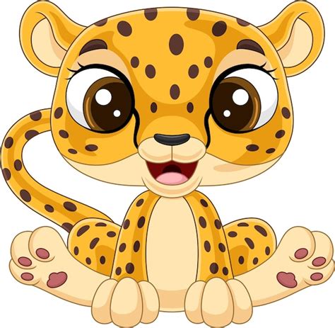 Dibujos Animados Lindo Beb Leopardo Sentado Vector Premium