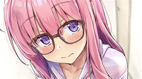 Download Wallpaper 1920x1080 Girl Glasses Glance Cute Anime Full Hd Hdtv Fhd 1080p Hd