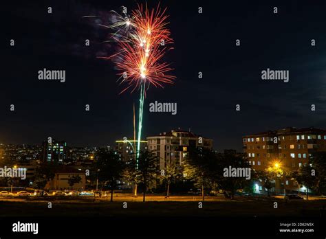 Fireworks in A Public Park at Night Stock Photo - Alamy