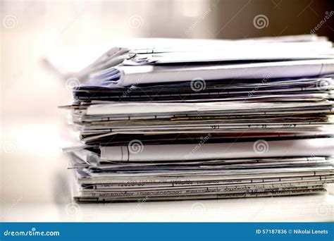 Big Stack Of Papers Documents On The Desk Stock Photo Image Of