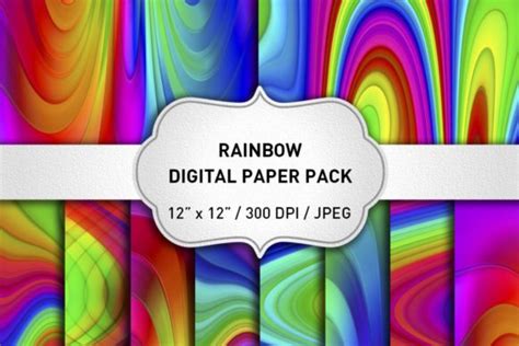 Rainbow Digital Paper Pack Graphic By Klamp Studio Creative Fabrica