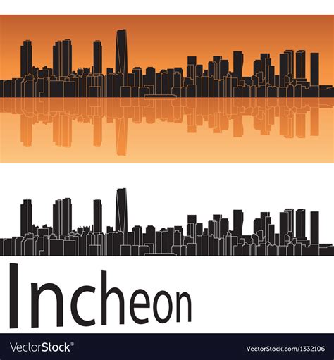 Incheon skyline in orange background Royalty Free Vector