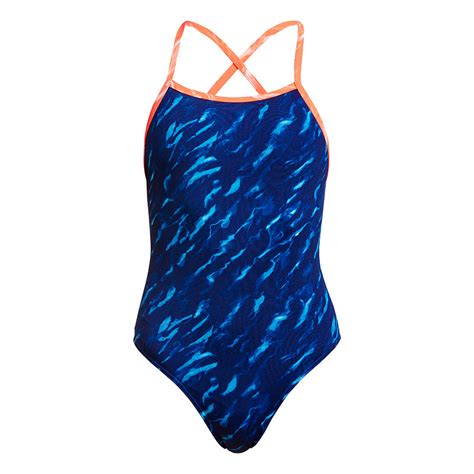 Funkita Blue Mist Girls Strapped In One Piece Aqua Swim Supplies