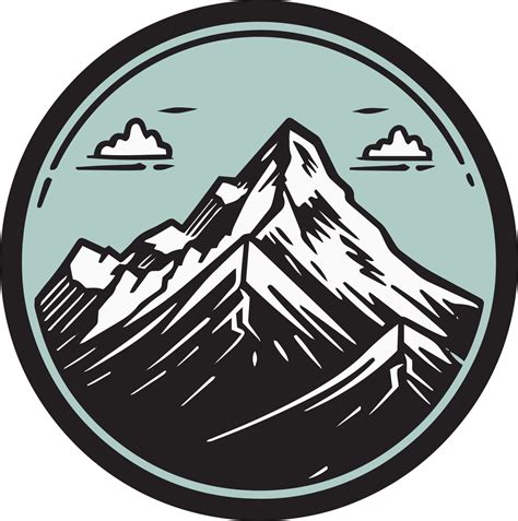 Hand Drawn Vintage Mountain Logo In Flat Line Art Style 24786899 Png