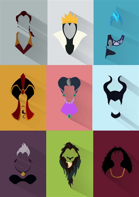 Flat Design Disney Villains Disney Canvas Disney Canvas Art