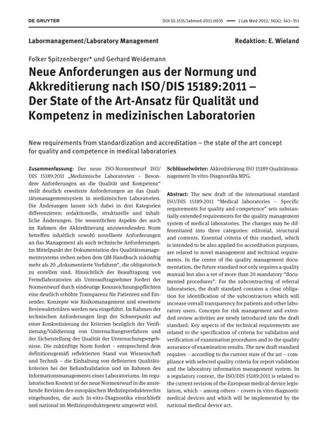 Pdf Neue Anforderungen Aus Der Normung Und Akkreditierung Nach Iso