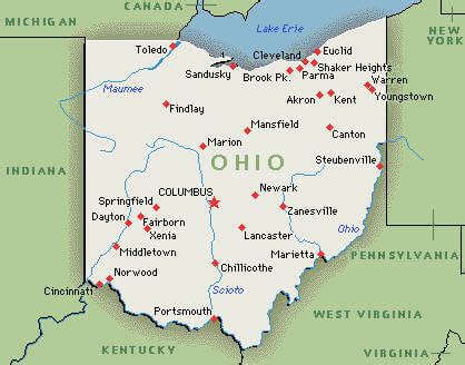 Cities Map of Ohio US