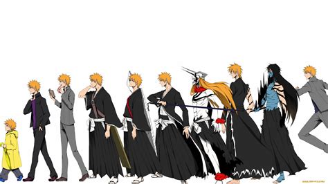 Скачать обои аниме Bleach арт блич белый фон ичиго куросаки из