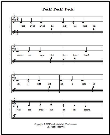 Free Beginner Piano Sheet Music, for Students Learning Staccato