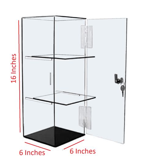 T Z Tagz Clear Acrylic Display Case Removable 2 Shelf Locking Showcase Cabinet