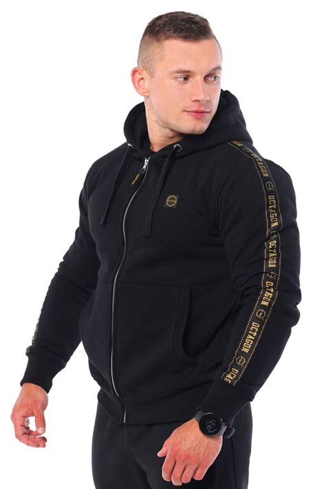 Bluza Octagon Zip Stripe Z Kapturem Black Gold Odzie Uliczna