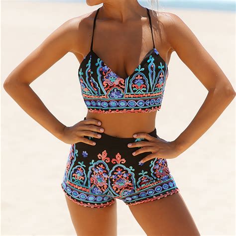 Tejiojio Women Print Bandage Fashion Savings Bra Beach Bikini Set