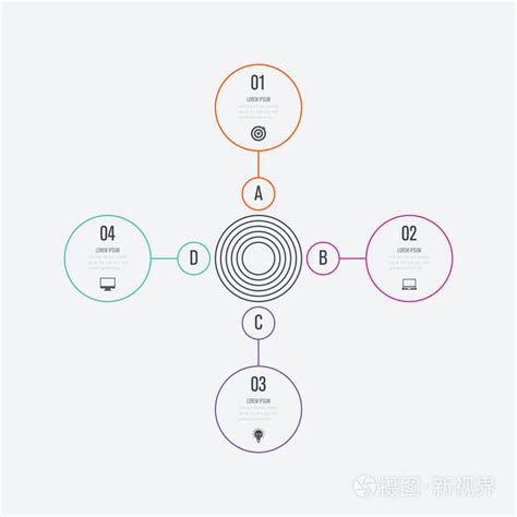 带圆圈的图表模板 4 选项插画 正版商用图片02vcx7 摄图新视界